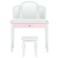 thumbnail image 4 of Pemberly Row Contemporary MDF & Pine Wood Kids Vanity Set with Mirror in White, 4 of 8