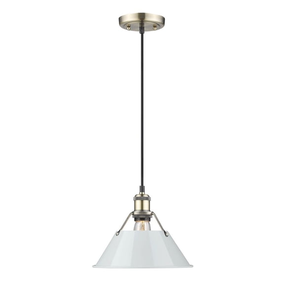 Orwell 1-Light Pendant in Aged Brass with Dusky Blue