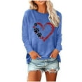 thumbnail image 2 of Trendy Sweatshirts Womens Long Sleeve Crewneck Dog Paws Love Heart Printed Pullover Tee Shirt Fall Winter Tops (L, Blue), 2 of 4