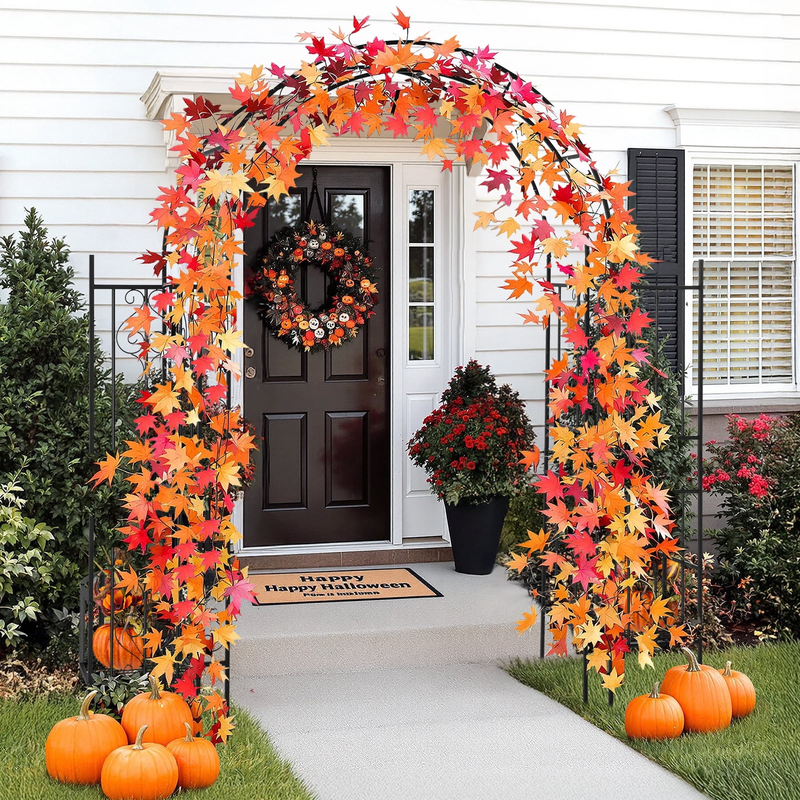 78x23x83.9 Inch Arc Roof Double Layer Arch Trellis, Rustproof, Free-Standing for Climbing Flowers/Vines, Garden/Backyard Decor, Black