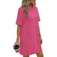 thumbnail image 4 of Perfectbot Women's Polka Dots T-Shirt Dress, Short Sleeve Crew Neck with Pockets, Loose Fit Casual Wear, 4 of 6