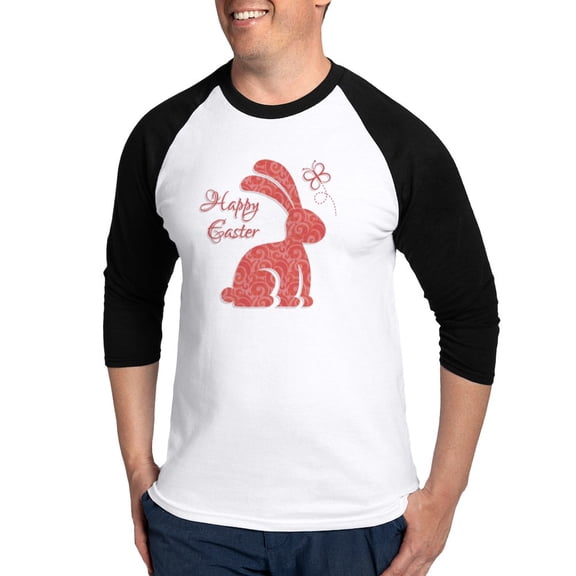 CafePress - Happy Easter Bunny Baseball Jersey - Cotton Baseball Jersey, 3/4 Raglan Sleeve Shirt