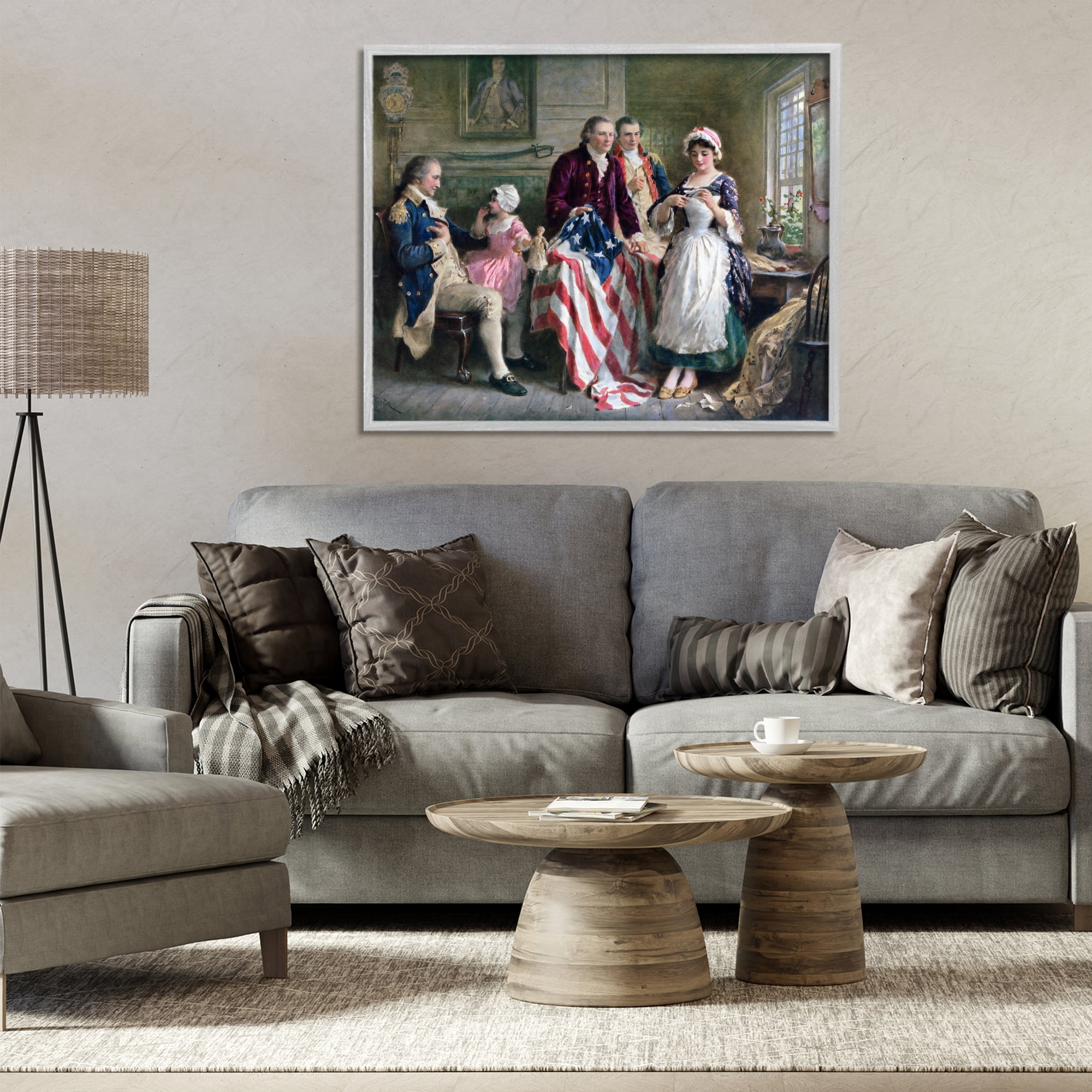 Historical Betsy Ross Gray Framed Giclee Art, design by Arlington Prints