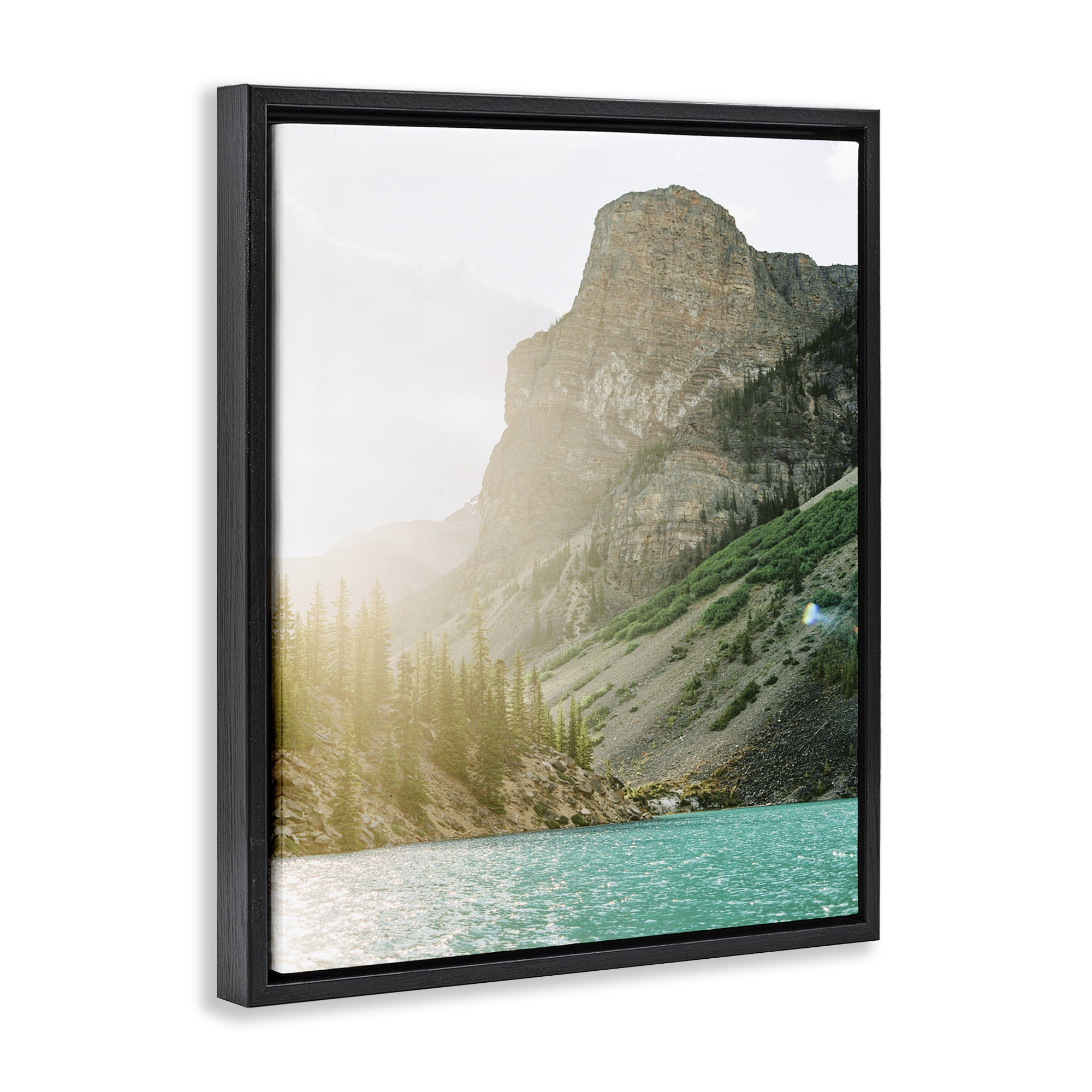 Stupell Industries Sunlit Hills Peak Landscape Photography Black Floater Framed Art Print Wall Art, 17 x 21