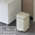 thumbnail image 2 of Retro Trash Bin Light Luxury Thickening Square Step On Trash Can with Lid for Home Kitchen Bathroom 5L Beige 18x18x31cm / 7.1x7.1x12.2in, 2 of 4