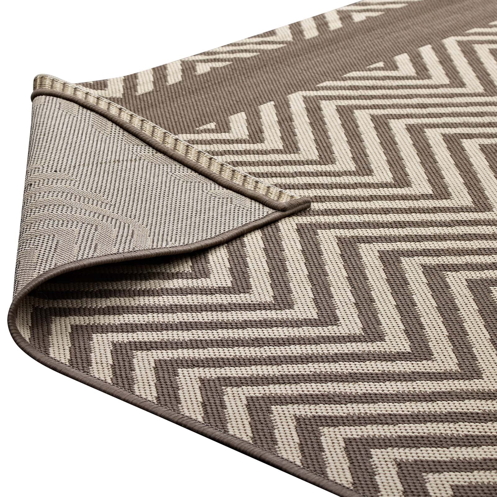 Optica Chevron With End Borders 8x10 Indoor and Outdoor Area Rug-R-1141-810