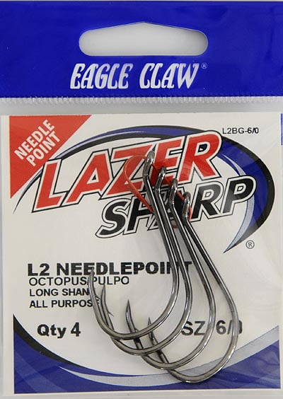 Lazer Sharp L2BGH-6/0 Octopus Hook, Black, Size 6/0