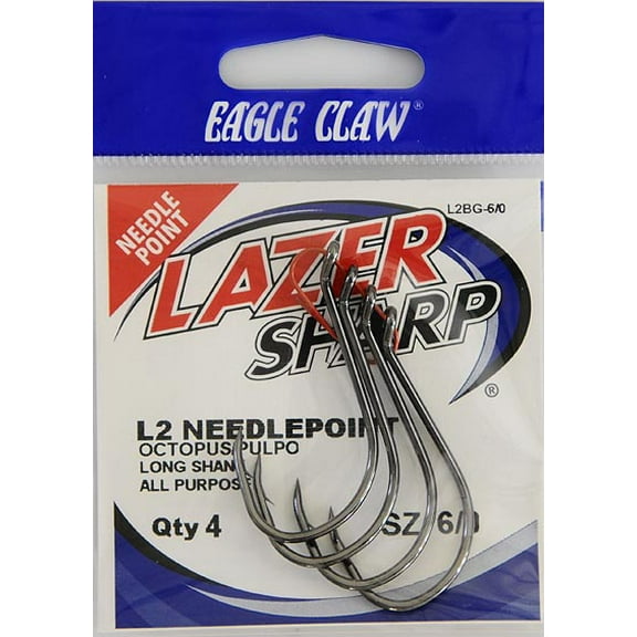 Lazer Sharp L2BGH-6/0 Octopus Hook, Black, Size 6/0