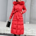 thumbnail image 2 of Vedolay Womens Hooded Parka Coat Long Sleeve Button Down Knit Coat Outwear with Pockets 2023 Red,M, 2 of 4