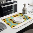 thumbnail image 3 of Sunflower Countertop Dish Drying Pad for Kitchen Sink Area, Microfiber Floral Surface 16x18 Inch, Foldable Absorbent Rack Mat for Dishes, 3 of 5