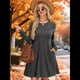 thumbnail image 5 of Vestido de Larga para Mujer, Cuello Redondo, Cintura Alta, Túnica con Bolsillos Gris XXL, 5 of 6
