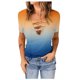 thumbnail image 1 of Camiseta informal para mujer, blusa estampada de manga corta con cuello en V, blusas Fridja  ghk5978, 1 of 5