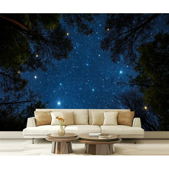 Peel and Stick Wallpaper Canvas Beach Scene Dusk Waves Floral Leaves Curved Lines Gentle Brush Strokes Modern Art Wall Mural Decor Self Adhesive and Removable 69in x 98in