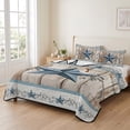thumbnail image 2 of Twin Quilt Set 68''x86'', Texas Star Rustic Lightweight Summer Bedspread Coverlet Set with 2 Pillow Shams, Country Blue Berry Brown Wooden Plank Breathable All Season Quilt Bedding for Dorm/Bedroom, 2 of 9