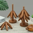 thumbnail image 6 of Tree Design Stand Wooden Trivets Decorative Anti Scald Heat Resistant Table Mat Coaster Wood Placemats Pot, 6 of 8