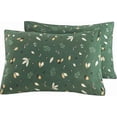 thumbnail image 1 of Pillowcase 100% Cotton Queen Size Green Botanical Floral Leaves Print Decorative Bed Pillow Cover Set of 2 with Envelope Closure Hotel Quality Soft Br, 1 of 4