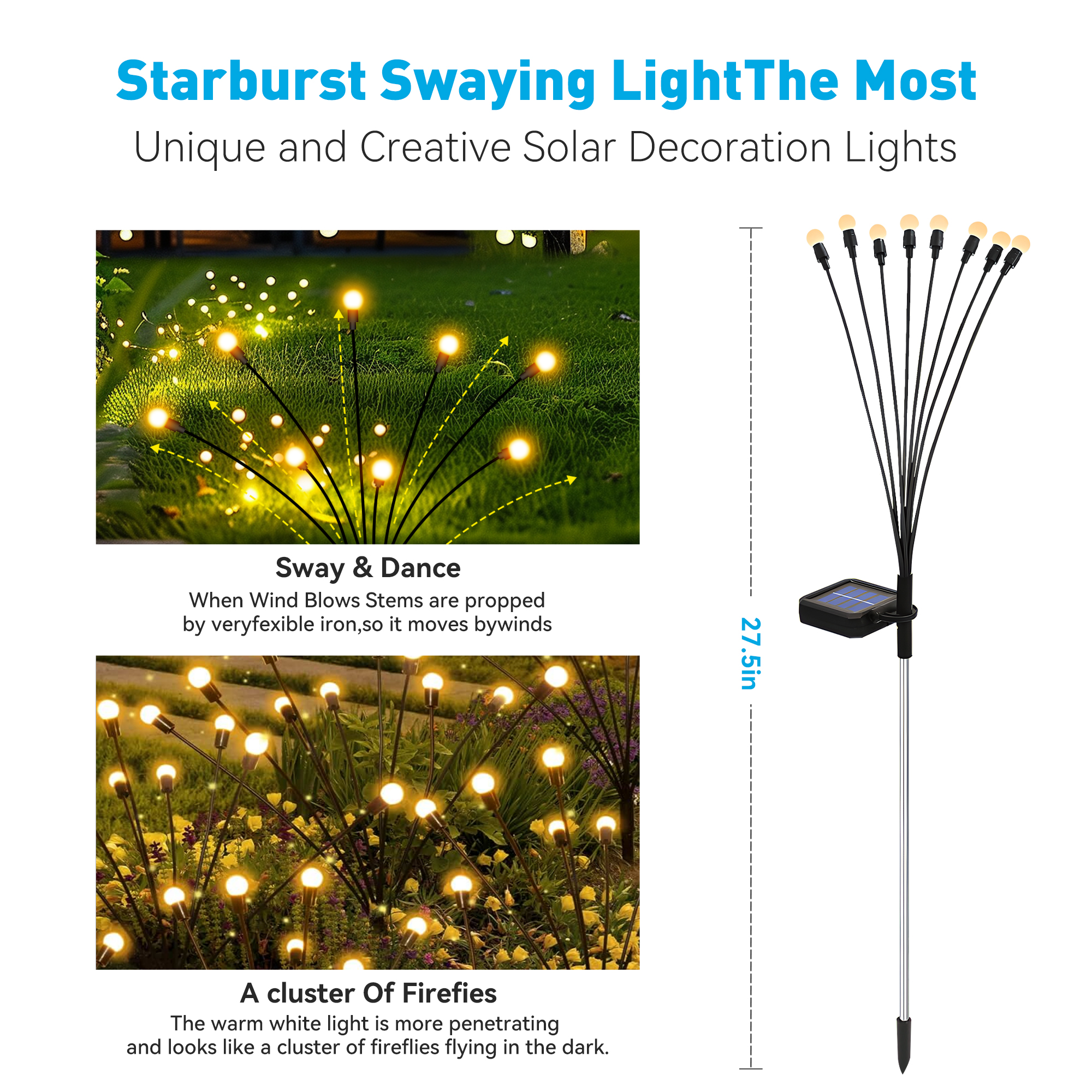 DAYBETTER 2-Pack Firefly Solar Garden Lights 8 Modes photo 5