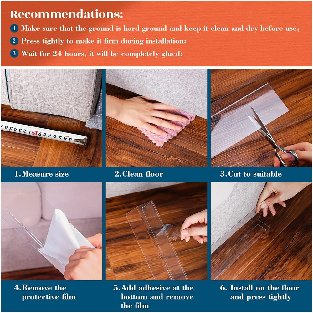 NOGIS Under Couch Blocker for Pets and Kids Toys - 5 Pack Transparent Under Bed Blocker for Dogs and Cats Safety Plastic with Strong Adhesive to Prevent Things from Getting Under The Furniture