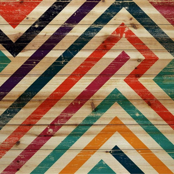 "Paths of Color" Painting Print on Natural Pine Wood