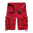 thumbnail image 1 of Qopobobo Short Cargo pour Homme Short Décontracté pour Homme Short de Travail Coton Grande Taille Pantalon à Poches Short de Travail Pantalon pour Homme Rouge,31, 1 of 4