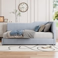 thumbnail image 3 of Harper & Bright Designs Full Size Upholstered Daybed, Corduroy L-Shaped Sofa Bed with Headboard and Armrest for Bedroom, Gray, 3 of 12