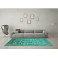 thumbnail image 3 of Ahgly Company Machine Washable Indoor Rectangle Oriental Turquoise Blue Traditional Area Rugs, 5' x 7', 3 of 4