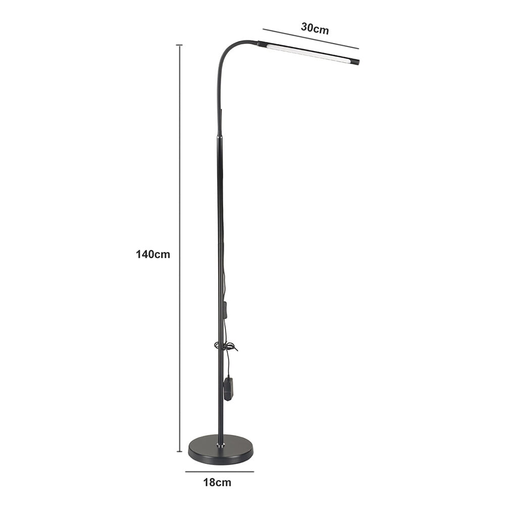 Adjustable Arm & Head: LED Floor Lamp for Reading, College, Office, Bedroom, Living Room, Eyelash Extension Lighting, Stable Weighted Base, Ultralight, Easy Installation, 1-2