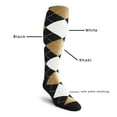thumbnail image 2 of Golf Knickers Colorful Knee High Argyle Cotton Socks For Men Women and Youth - MMMM: Black/Khaki/White - Mens, 2 of 2