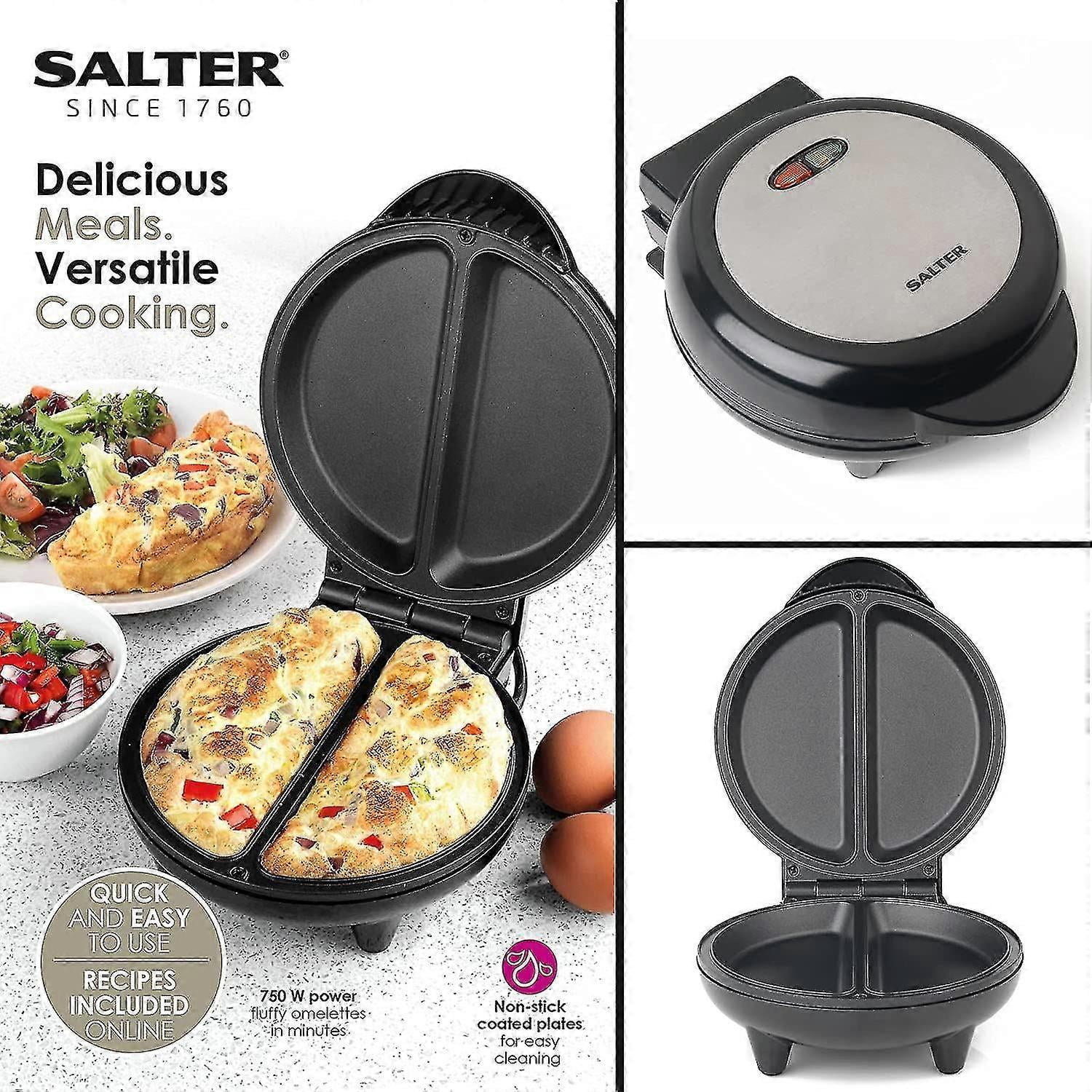 EK2716 Dual Omelette Maker  Double Egg Cooker with Non-Stick Plates, Deep Fill Electric Multicooker, 2-3 Minute Preheat Better Choice from JJGI