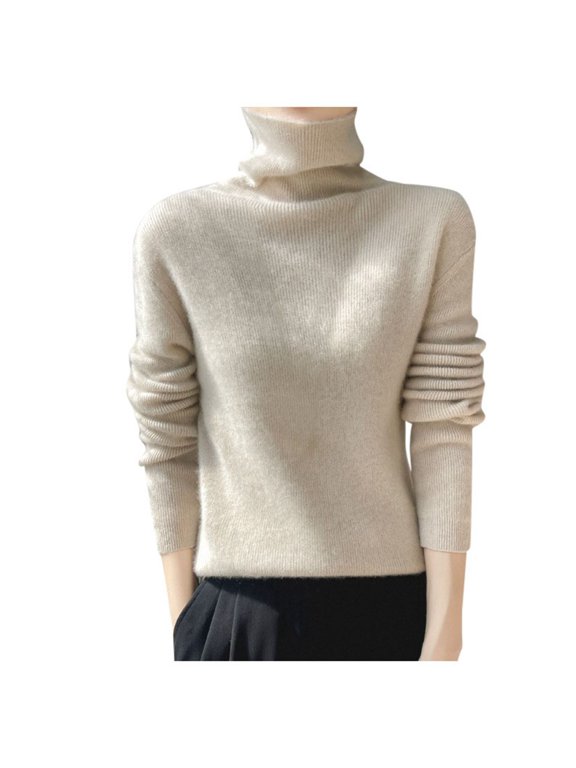 Essentials Women's Turtleneck Sweater Solid Basic Casual Long Sleeve Knitted Pullover Shirts Fall Winter Lightweight Jumper Top