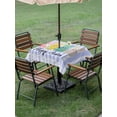 thumbnail image 3 of Easter Purple Striped Outdoor Tablecloth - 60x60 Inch Square Dining Table Cover, Spring Colorful Bunny Polka Dot Waterproof Outdoor Table Cloth with Umbrella Hole & Zipper for Picnic/Patio/Party, 3 of 7