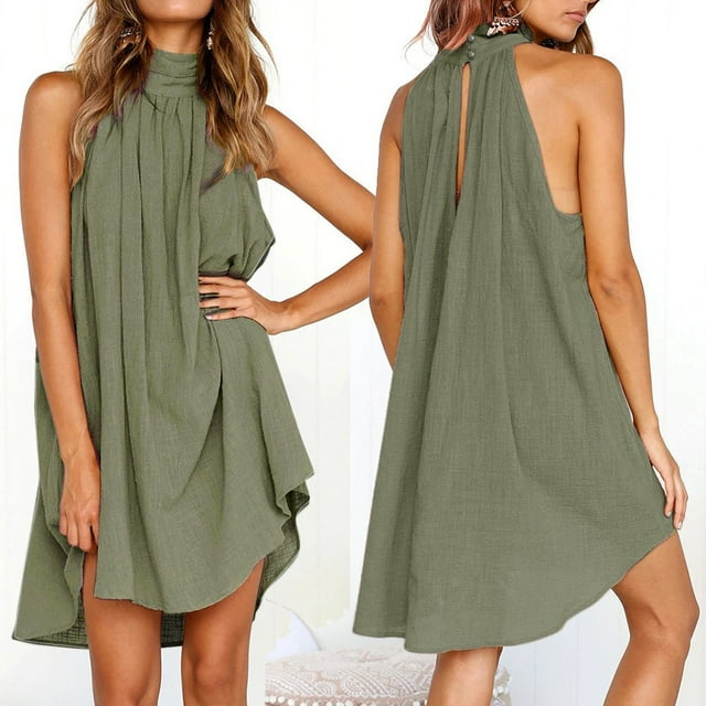 Mefallenssiah Womens Holiday Irregular Dress Ladies Summer Beach Sleeveless