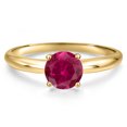 thumbnail image 3 of Gem Stone King 14K Yellow Gold Red Created Ruby Engagement Ring for Women | 1.55 Cttw | Round 7MM | Gemstone July Birthstone | Size 6, 3 of 6