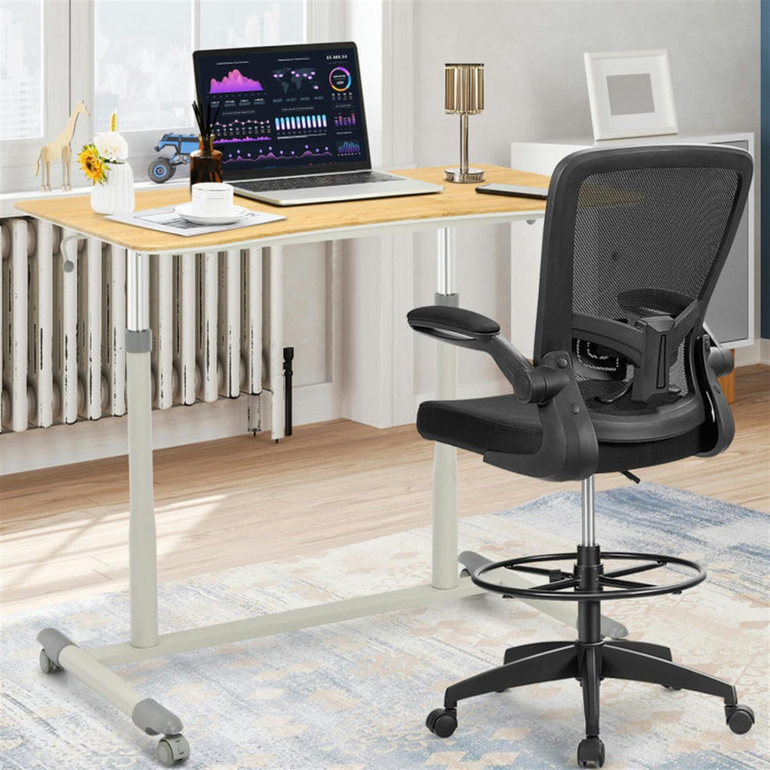 Demi Bonn Height Adjustable Computer Desk Sit to Stand Rolling Notebook Table, Laptop Workstation for Laptops, Books, Tablets, and Art, Beige