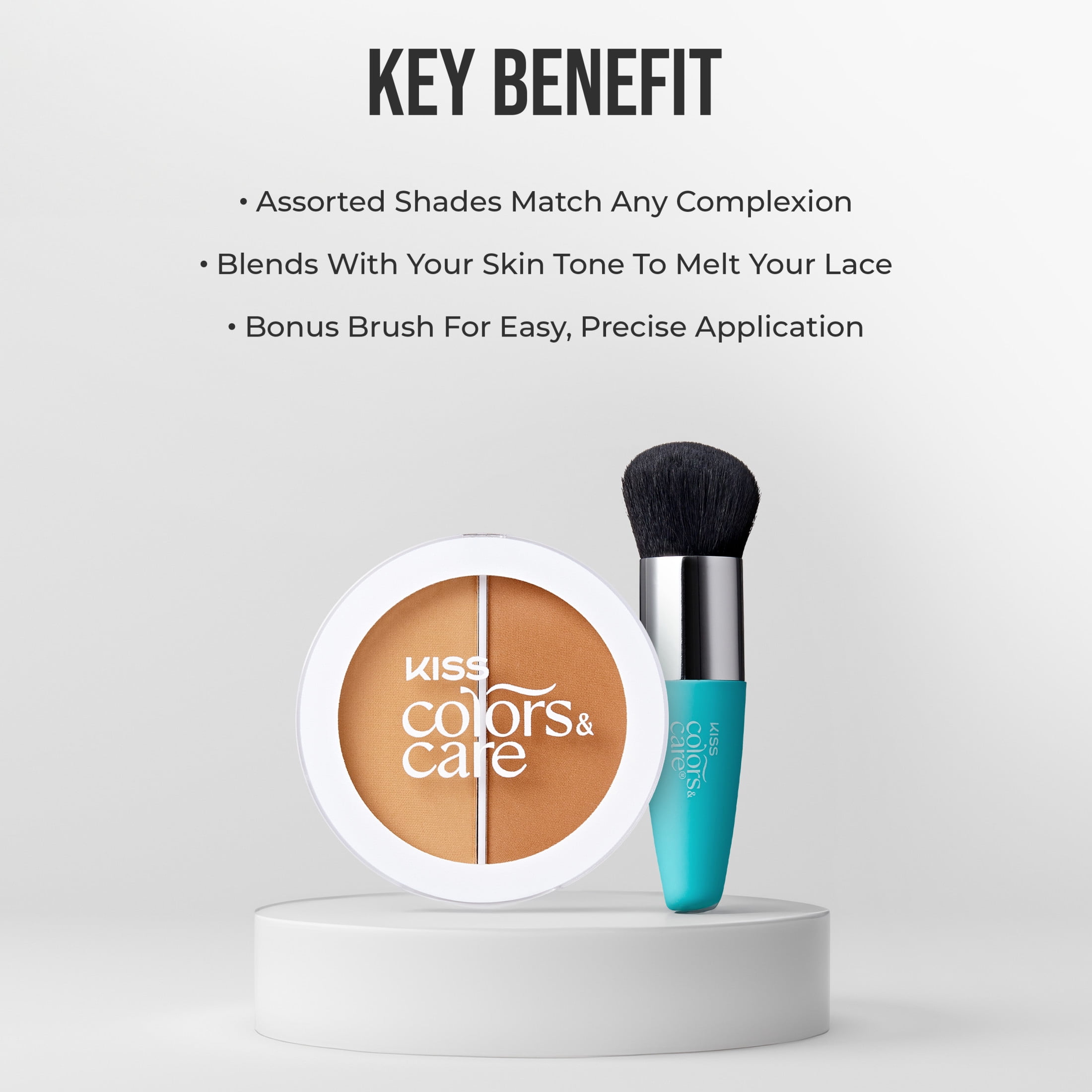 Kiss Colors & Care Lace Wig Tinting Powder & Brush, Dark Brown, 8g
