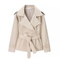 thumbnail image 2 of Wutalume Women's Solid Color Thick Long Sleeve Fashion Coat Jacket, Belted Short Jacket for Casual and Office Wear with Modern and Comfortable Design,White L, 2 of 5