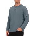 thumbnail image 4 of INSPIRE CHIC Men's Henley Shirt Long Sleeve Button Neck Textured Casual Top L Dark Gray, 4 of 6
