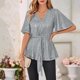 thumbnail image 1 of Tejiojio Women's Sequin Top V-Neck Flared Sleeve Front Tie Sparkly Party Blouse, 1 of 5