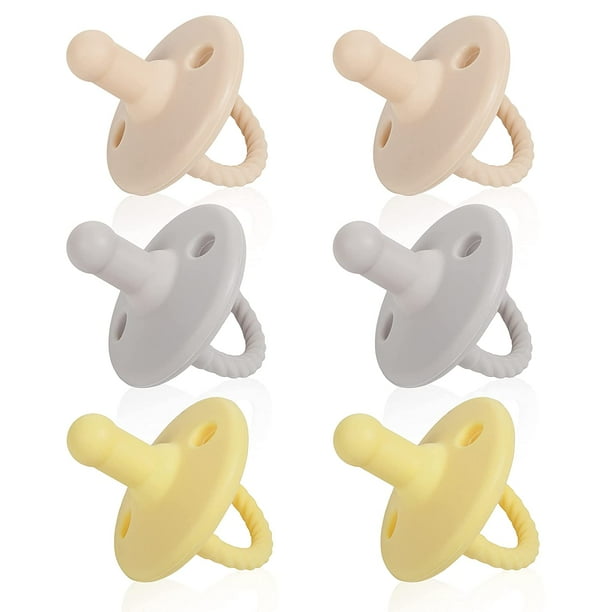 Pacifiers 06 Months, Set of 6 UltraLight Silicone Binkies with