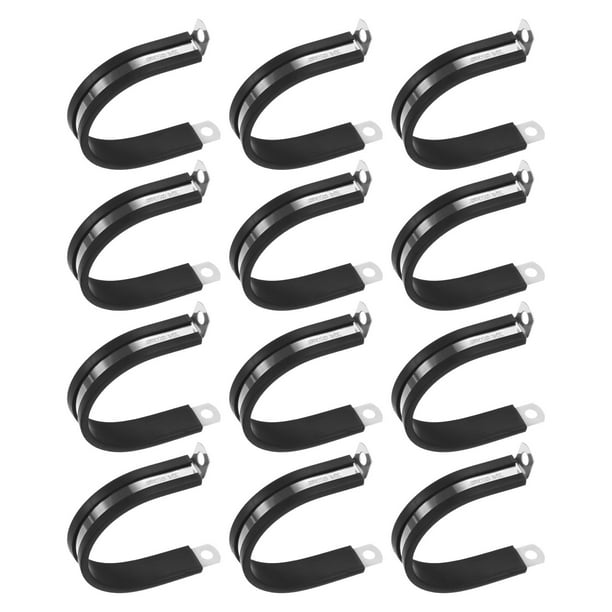 Uxcell 12 Paquete de Abrazaderas de Cable 50 mm Acero Inoxidable 304 Goma Forma R para Tubo
