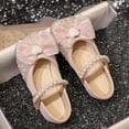 thumbnail image 2 of Girls Sparkly Flats with Rhinestone Bow, Flower Girl & Party Shoes, Soft Mary Janes for Kidss to Big Kids in Pink,Size 27, 2 of 8
