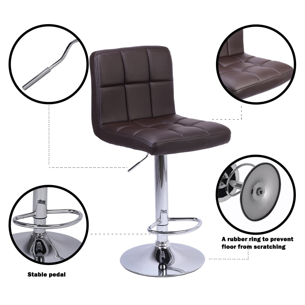 Lowestbest 2Pcs Adjustable Modern Bar Stools, Swivel PU Leather Kitchen Stool, Brown Lowestbest 2Pcs Adjustable Modern Bar Stools, Swivel PU Leather Kitchen Stool, Brown