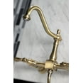 thumbnail image 3 of Kingston Brass KS1243ALBS Heritage Wall Mount Bridge Kitchen Faucet with Brass Spray, Antique Brass, 3 of 5
