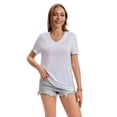thumbnail image 5 of Women's Casual Active Style 2 Pack V Neck Short Sleeve Fitted T-Shirt Stretchy Bodycon Basic Top, 5 of 7