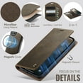thumbnail image 6 of Wallet Case for iPhone 14, PU Leather + TPU Material, Detachable Magnetic Back Cover, RFID Blocking 3 Card Slots and 1 Cash Pocket, Kickstand Full Body Protective Phone Case, Coffee, 6 of 13
