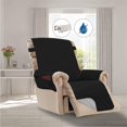 thumbnail image 1 of Housse de Fauteuil Inclinable Réversible 100 % Déperlant - Sangle de Boucle Réglable, Antidérapante - 2 Poches pour Télécommande, Collation, Canapé, Protecteur, Housse de Meuble (Fauteuil Inclinable, Noir), 1 of 6