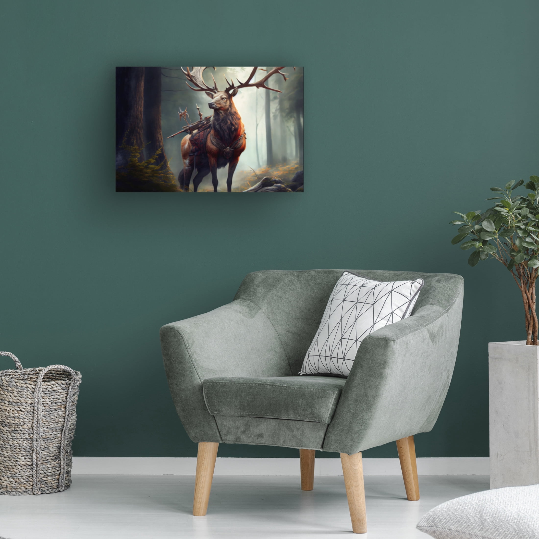 Canvas Wall Art - Sasha 'Warrior Deer II' Wall Art for Living Room, Bedroom, or Office Décor by Trademark Fine Art - 19 x 12 Inches