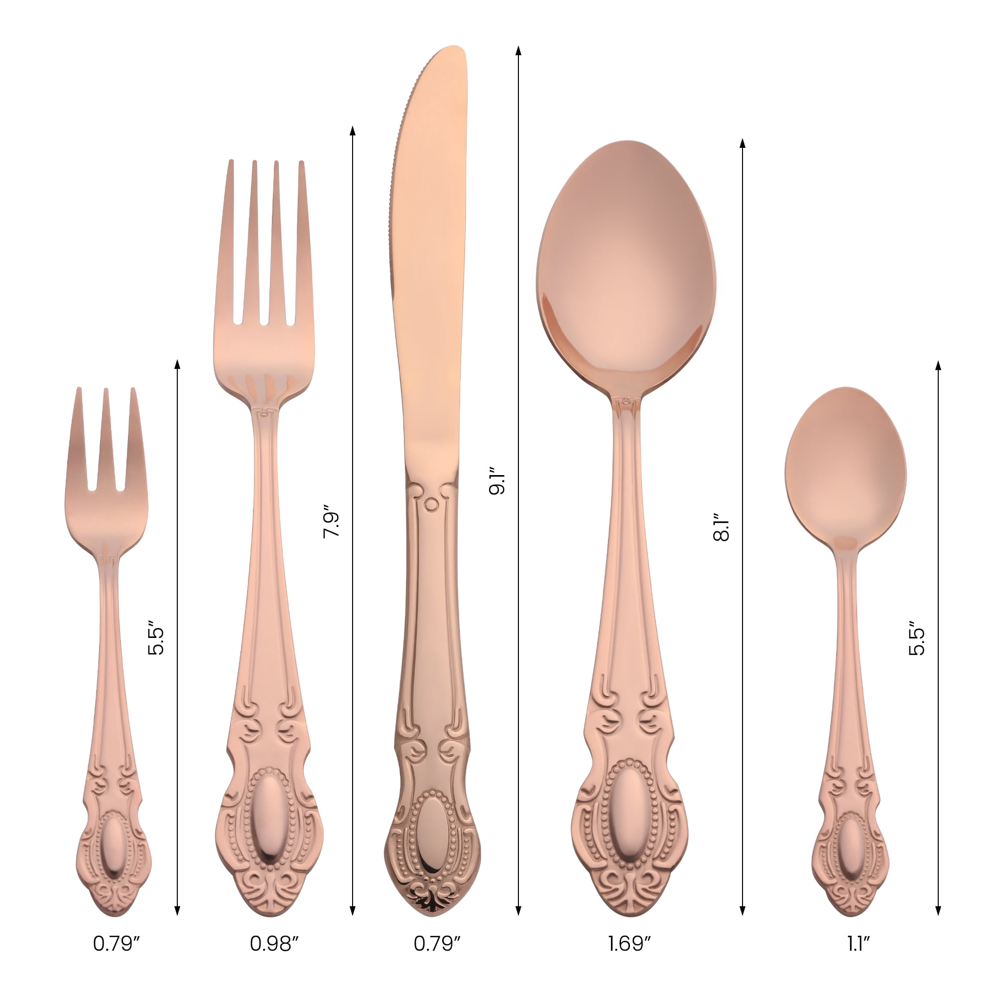 Unique Bargains 20 Piece Stainless Steel Flatware Set for Modern Cutlery Set Rose Gold