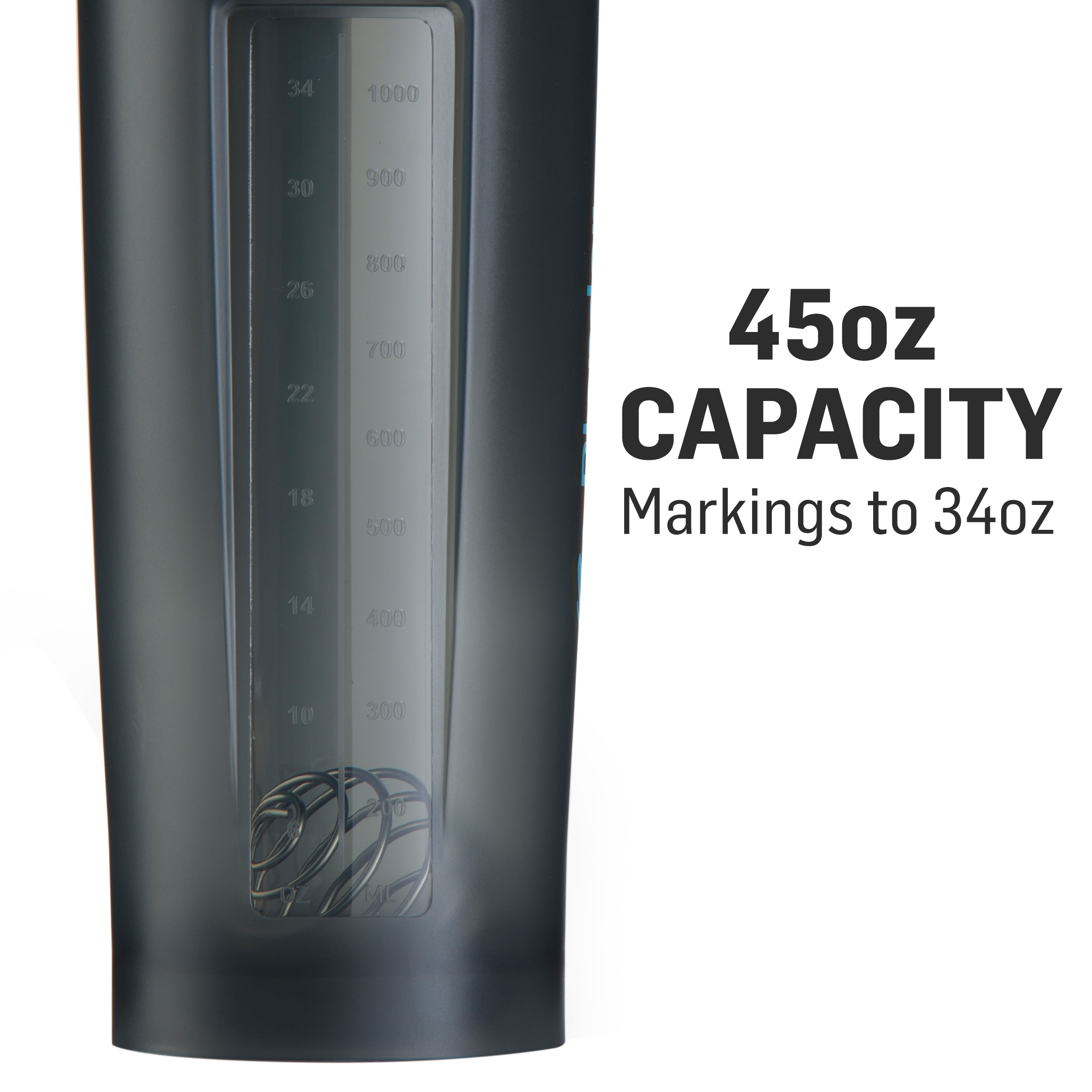 BLENDER BOTTLE PRO45 WITH METAL MIXING BALL 34 OZ. CHARCOAL GRAY WITH  HANDLE