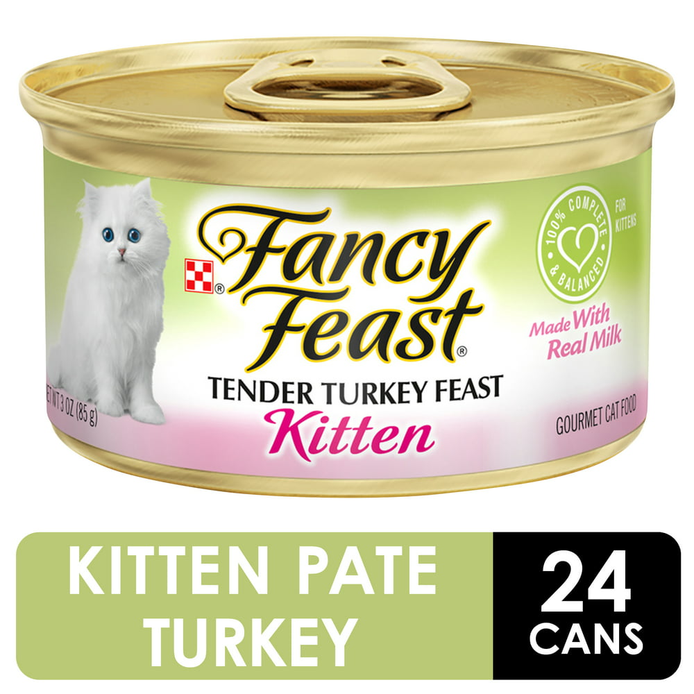 (24 Pack) Fancy Feast Pate Wet Kitten Food, Tender Turkey Feast, 3 oz